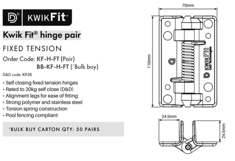 D&D Kwik Fit - HINGE SET - Fixed Tension - Image 2
