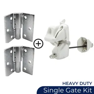 Single Gate - Hinge & Latch Kit - Heavy Duty White