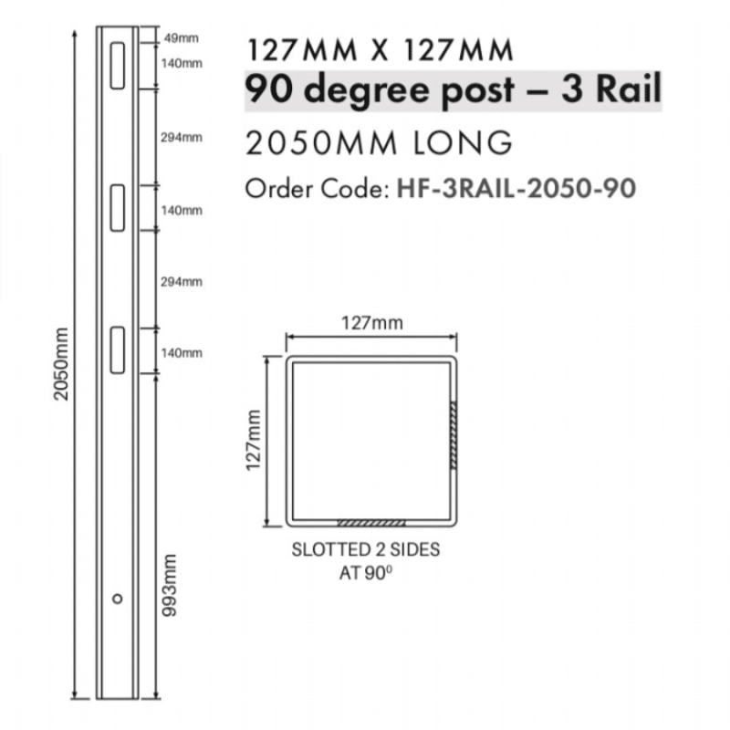 3 RAIL FENCING - 90 Degree Post - 2050H - Image 2