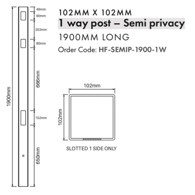 SEMI PRIVACY - 1 Way Post - 1900H - Image 2